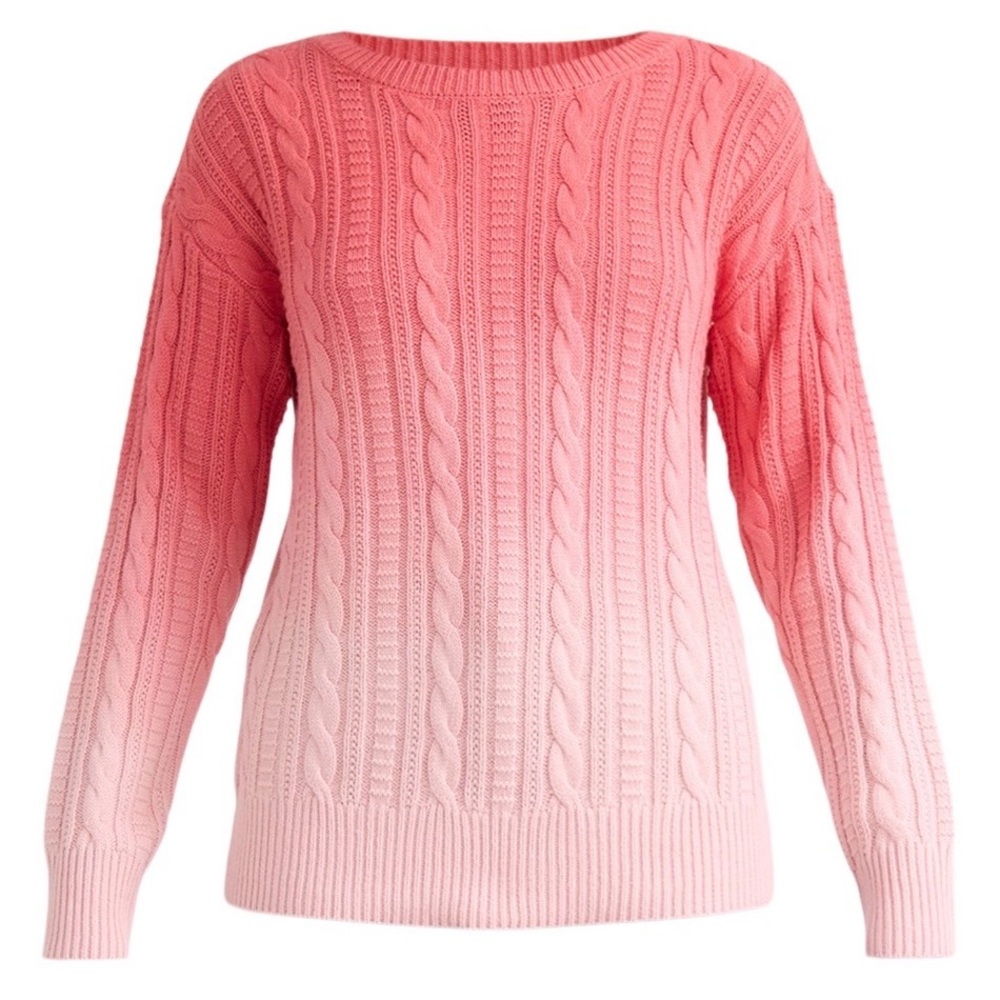 Time and Tru Cable Knit Pullover Ombre' Sweater